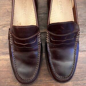 Sperry Men's Essex Penny Loafers Brown premium leather hand-sewn size 10 NWOT